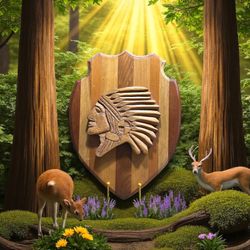 Native American Chief Wood Carving