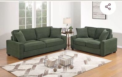 New! 2-Pc Forest Green Sofa Set