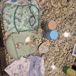 Assorted Baby Bibs And Feeding Accessories 
