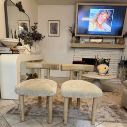  CB2  Perle Shearling  Dining Chairs 