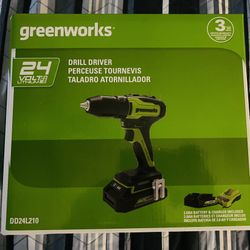 Greenworks 24V Brushless Drill / Driver, 2Ah USB Battery and Charger Included