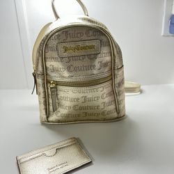 Juicy Couture mini backpack and card holder set metallic gold