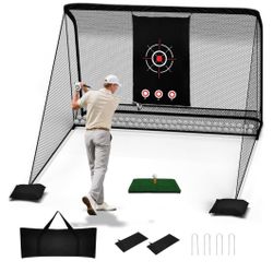 Brand New In The Box- 10x7FT Golf Practice Hitting with 2 Net Sides,Coated Heavy-Duty Steel Frame, Low-Noise Target Cloth, for Backyard Driving Chippi