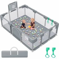 babyeap Baby Playpen,Random Style Extra Large Baby Playard,Playpen for Babies and Toddlers,Children Kids Play Fence for Indoors Outdoors,Gray