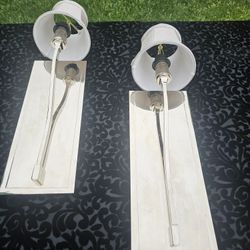 $15.00 - (2) Modern & Mirrored Wall Lamps, Lampshades NOT INCLUDED! Like New Condition!