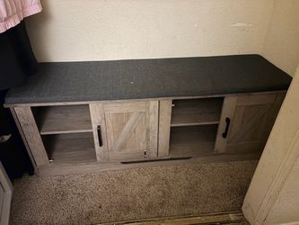 Farmhouse Storage Bench with Cushion