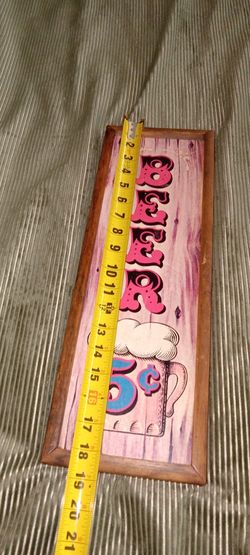 18 Inch Vintage Wooden Wall Hanging Beer Sign