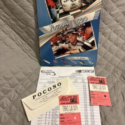 Pocono 500 June 17, 2001 Program Book With Tickets And Starting Line Up Sheet 