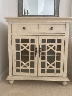 Cream Color Cabinets with Drawer and Shelf, set of 2