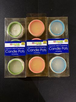Rite Aid Home Design Mini Ceramic Candle Pots 3-Pack
