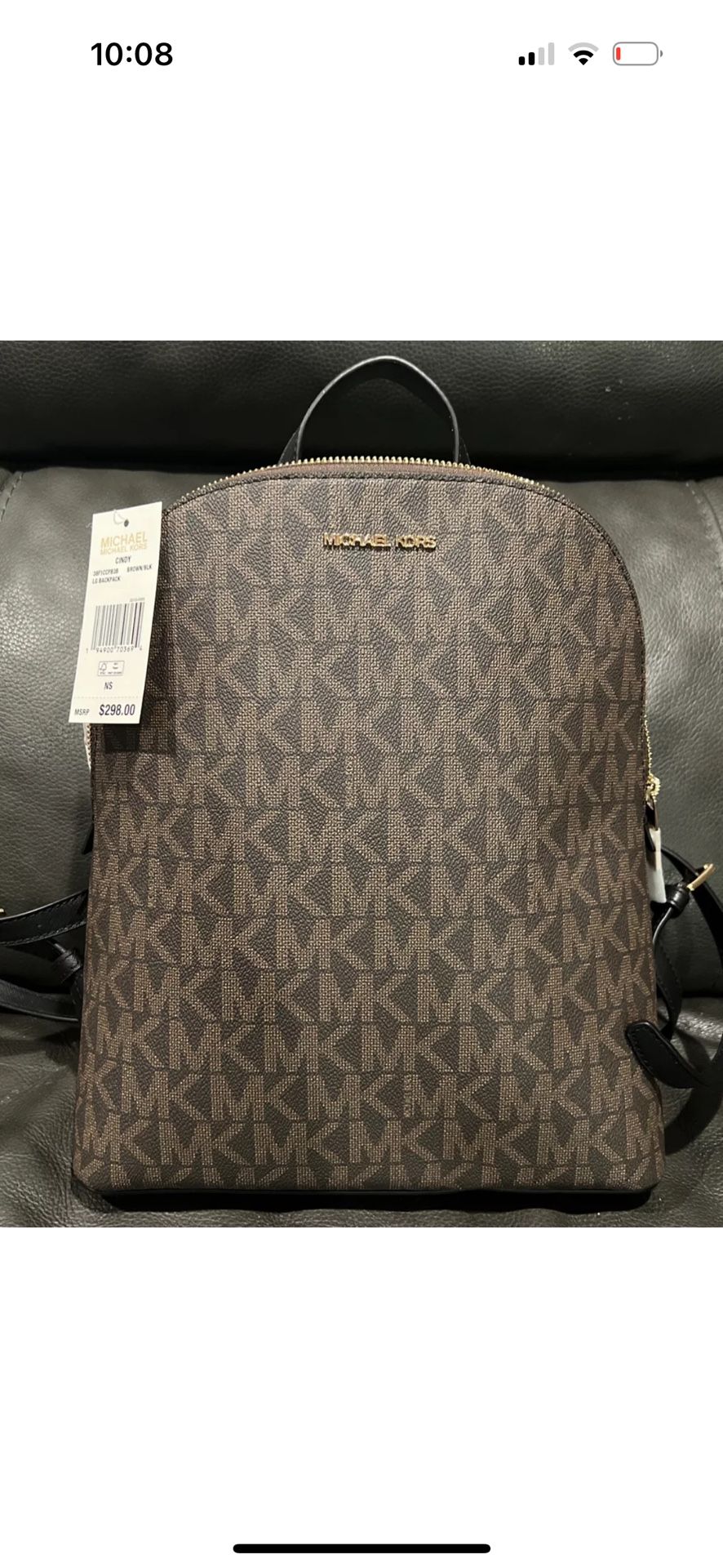 MICHAEL KORS MK LOGO CINDY WOMENS LARGE BACKPACK COLOR BROWN BLACK