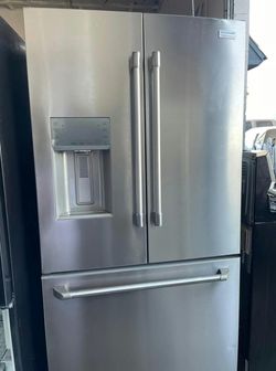 Frigidaire 3-Door Refrigerator, Stainless Steel, Excellent Condition, Ice Maker & Water Dispenser