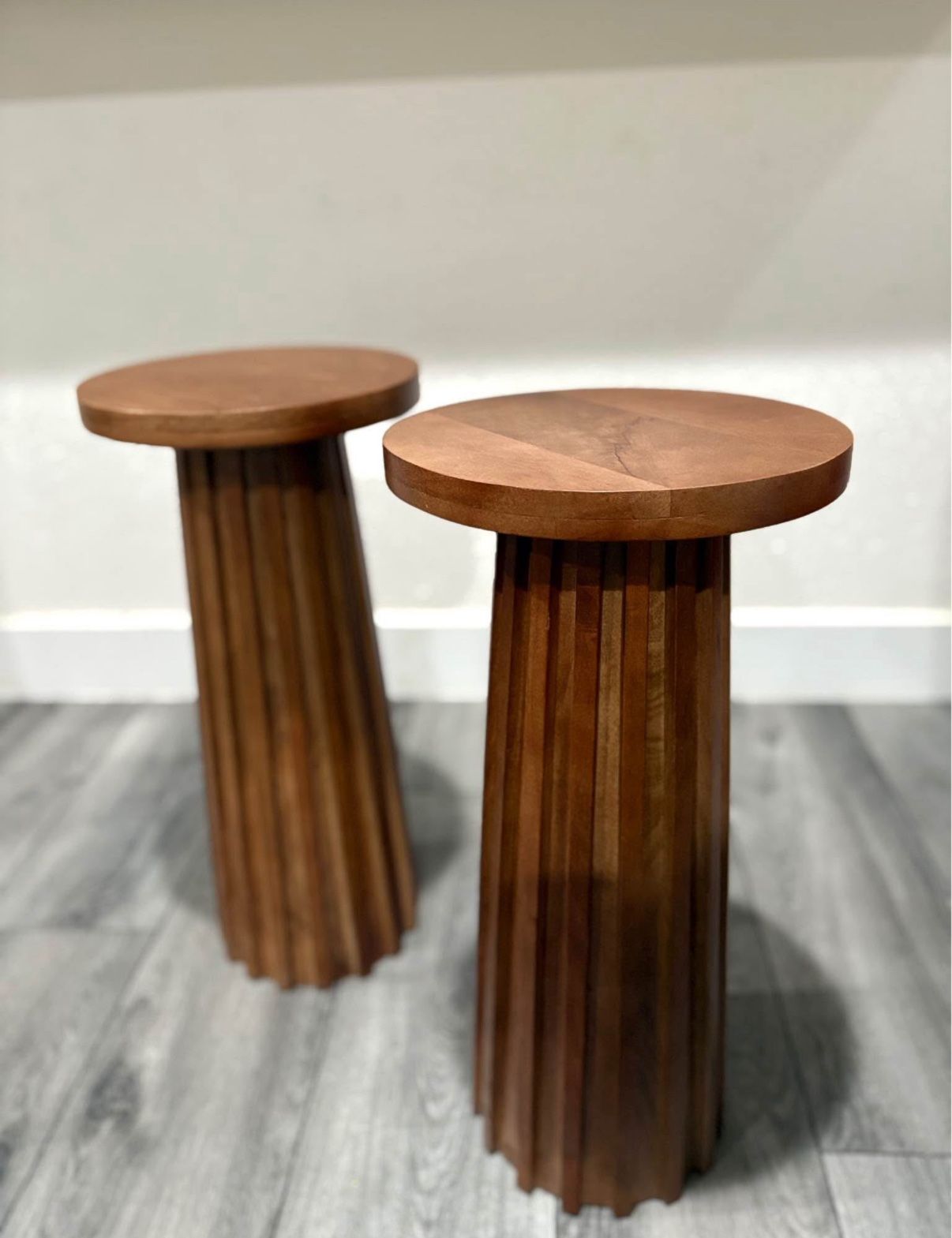 Pair of Wooden Side Tables Slate Design | End Tables