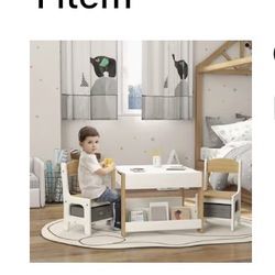 Toddler art table with storage and chairs