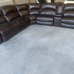 Ashley Dark Brown Leather Sectional Sofa