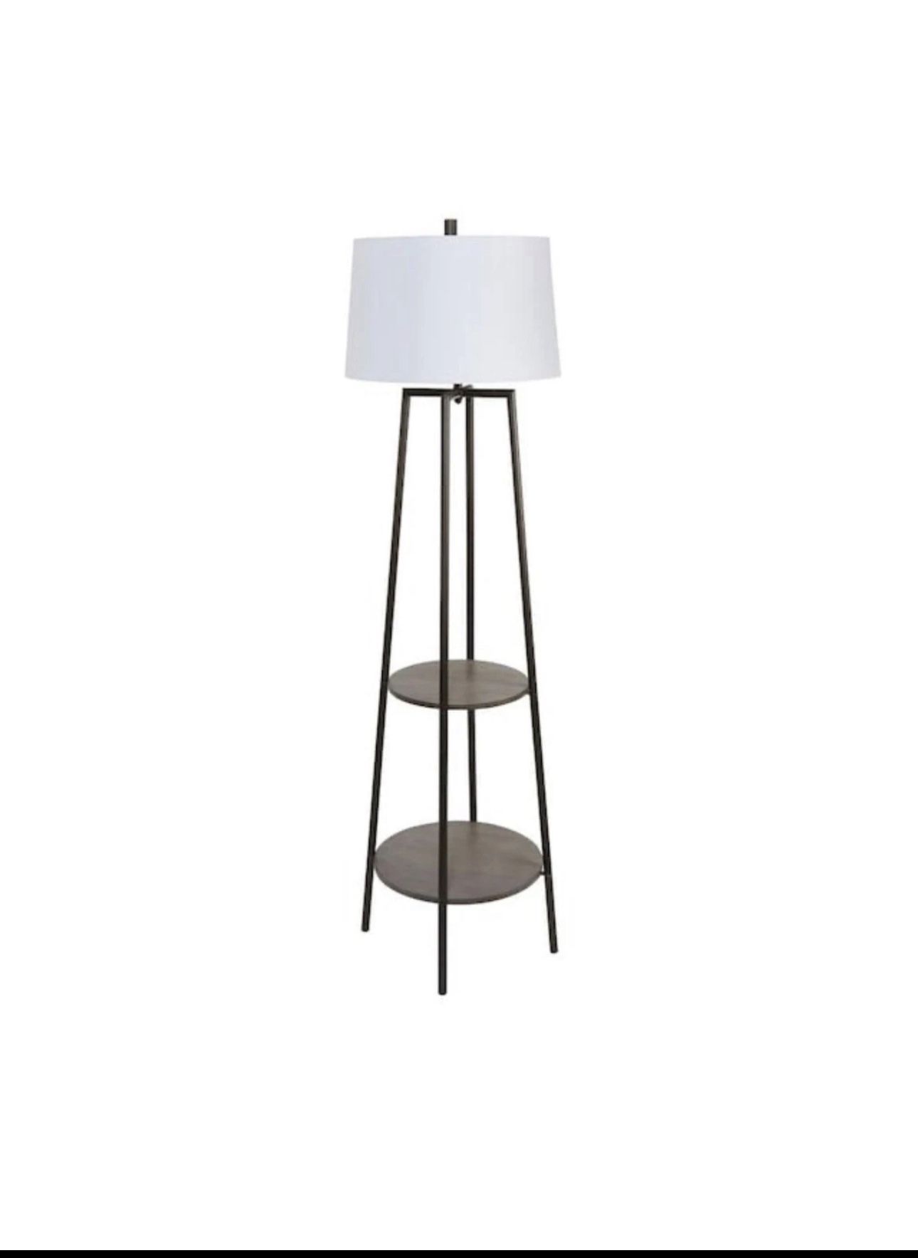 Silverwood Furniture Reimagined Tristan 63”Wood Grain/Black Metal Lamp Shelves