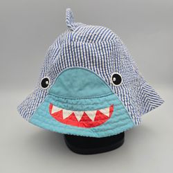 addie & tate Toddler Shark Seersucker Striped BucketHat