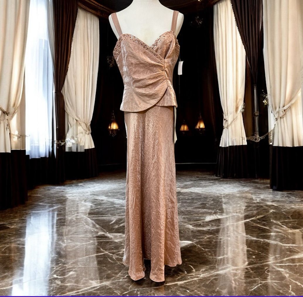 NWT Jessica Howard Evening Gown Blush Mauve Color To The Floor Zip In Back Size 12