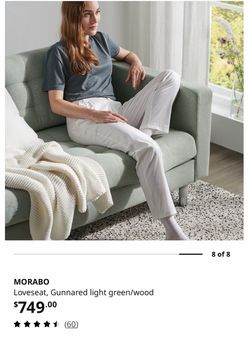 IKEA MORABO Loveseat – Light Green / silver legs