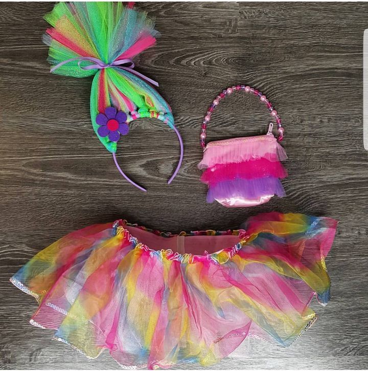 Trolls tutu and headbands