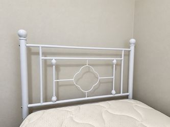 White Twin Metal Bed Frame + Mattress – $100 OBO