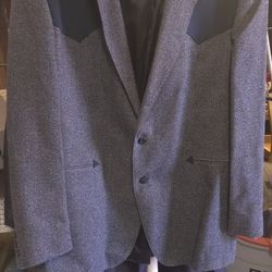 BlacK grey Mens Blazer Dress Coat Size 46 Long Panhandle Slim