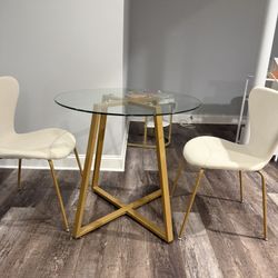 Small Glass Table & 2 Chairs