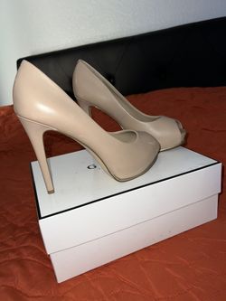 GUESS HONORA2 - Dark Leather opentoe Heels Khaki Size 6.5 