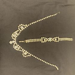 Rhinestone Necklace And Bracelet 