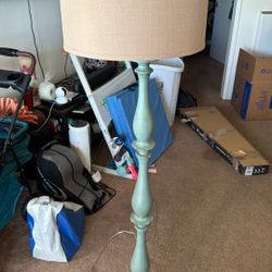 Antique Painted Mint Green Lamp 