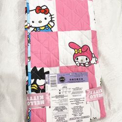 Hello Kitty Quilted Blanket Twin Size Double-Sided - New 