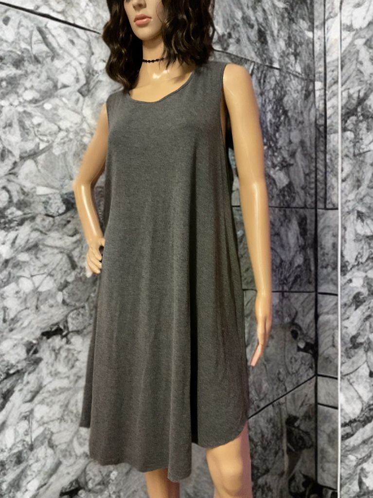 Zenana Premium 2X Gray Tunic/dress Sleeveless with POCKETS!