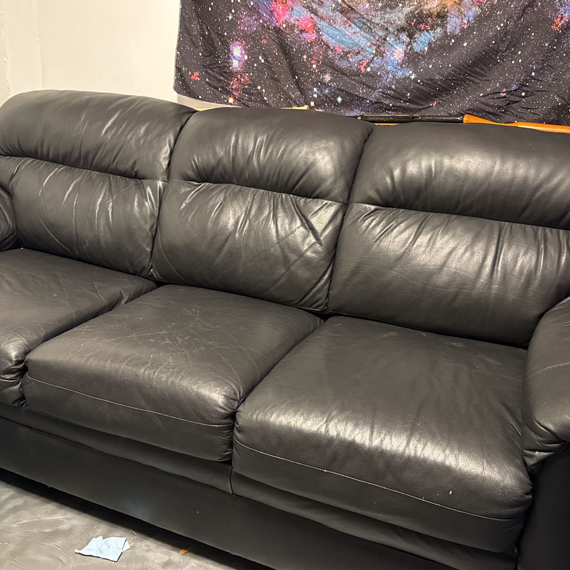 Black Leather Couch “garage Couch”