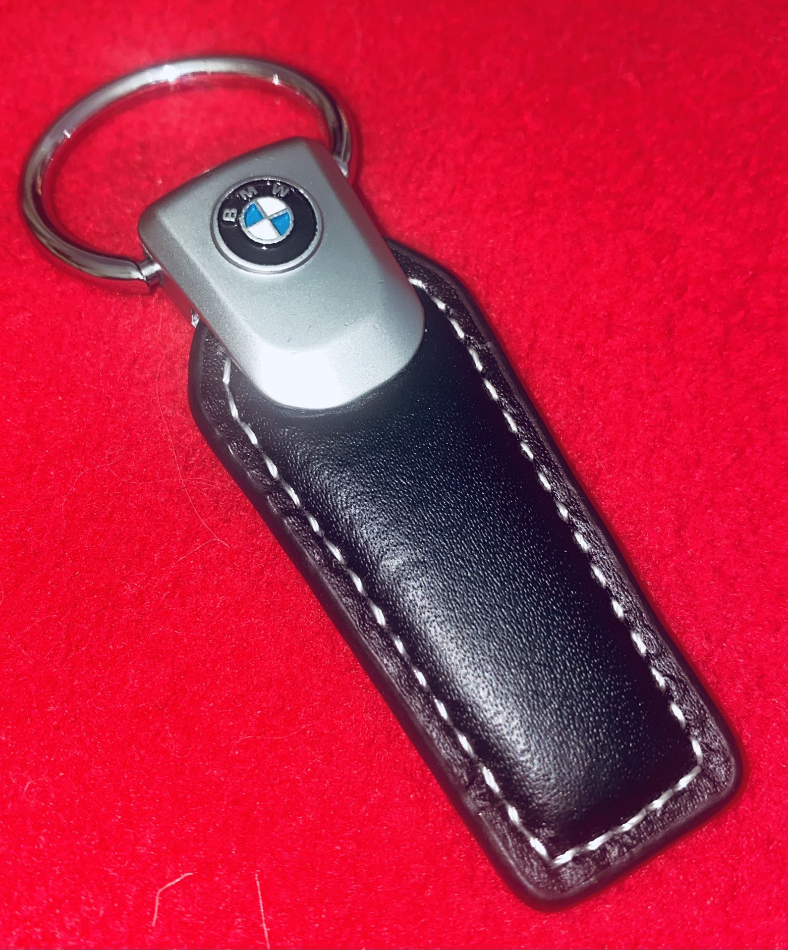 Genuine Leather Car Keychain  With BMW Logot