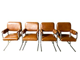 1970’s Quilted Leatherette and Chrome Chairs - Mid-Century (Set of 4)