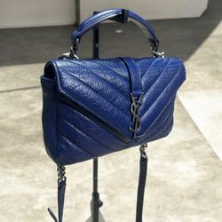 Royal Blue YSL Mini College Chain Bag