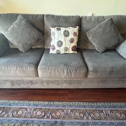 Gray Couch Sofa Love Seat With Grey Pillows- Pick Up Today!