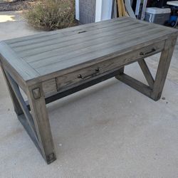 Gray Farmhouse Style Heavy Duty Computer Desk 
