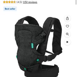 Infantino Flip 4-in-1 Convertible Baby Carrier, 4-Position, 8-32lb, Black