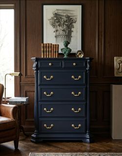 Luxury XL Dark Navy Blue Chest of Drawers - Solid wood