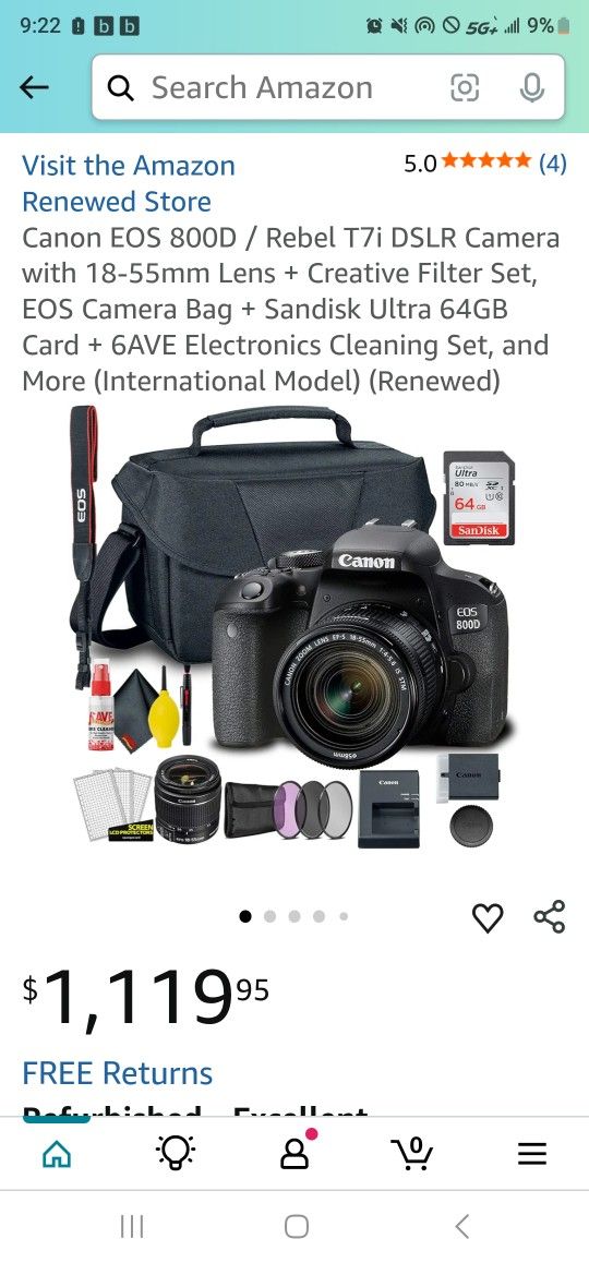 Canon EOS Rebel T7i DSLR Camera w/ 18-55 Lens & More