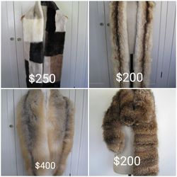 Genuine Fox Mink Rabbit Fur Scarves Stoles PRICED INDIVIDUALLY