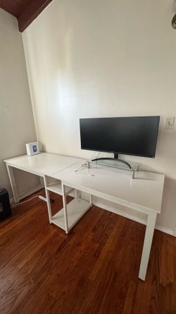 Double computer White desk