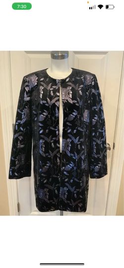 Tahari Arthur S Levine Navy & Silver Floral Velvet Jacket Size 16 (US) NWT! $149