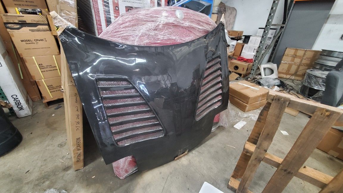 1993-1998 Mazda Rx7 Carbon Fiber Hood Carbon Creation New