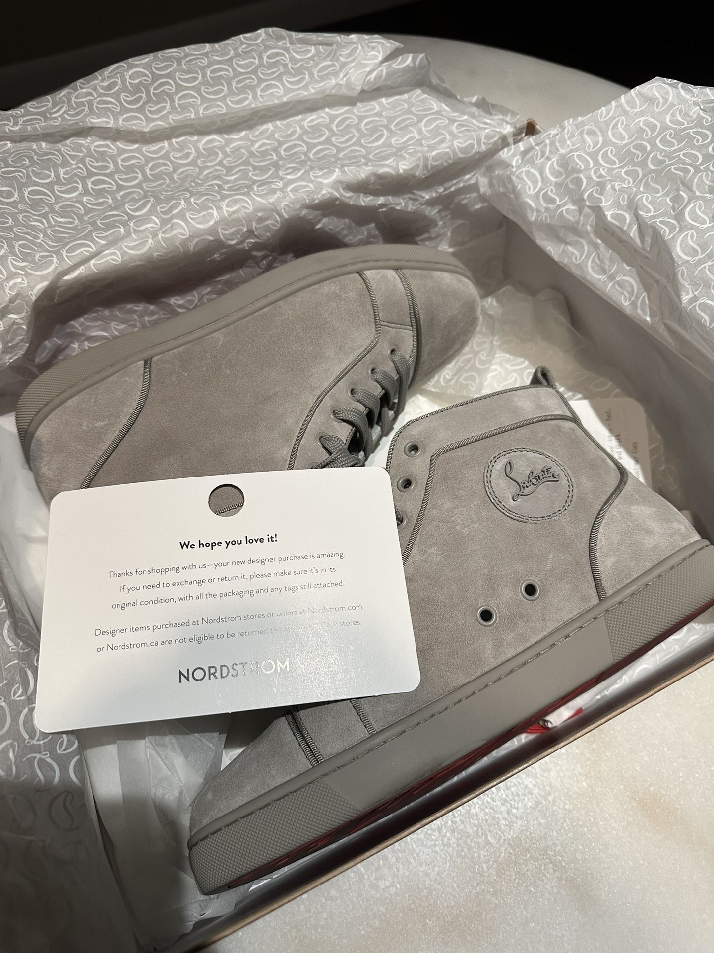 Christian Loubs Grey Suede High Top