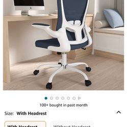 Office Chair, High Back Ergonomic Desk Chair, Breathable Mesh Desk Chair with Adjustable Lumbar Support and Headrest, Swivel Task Chair with flip-up A