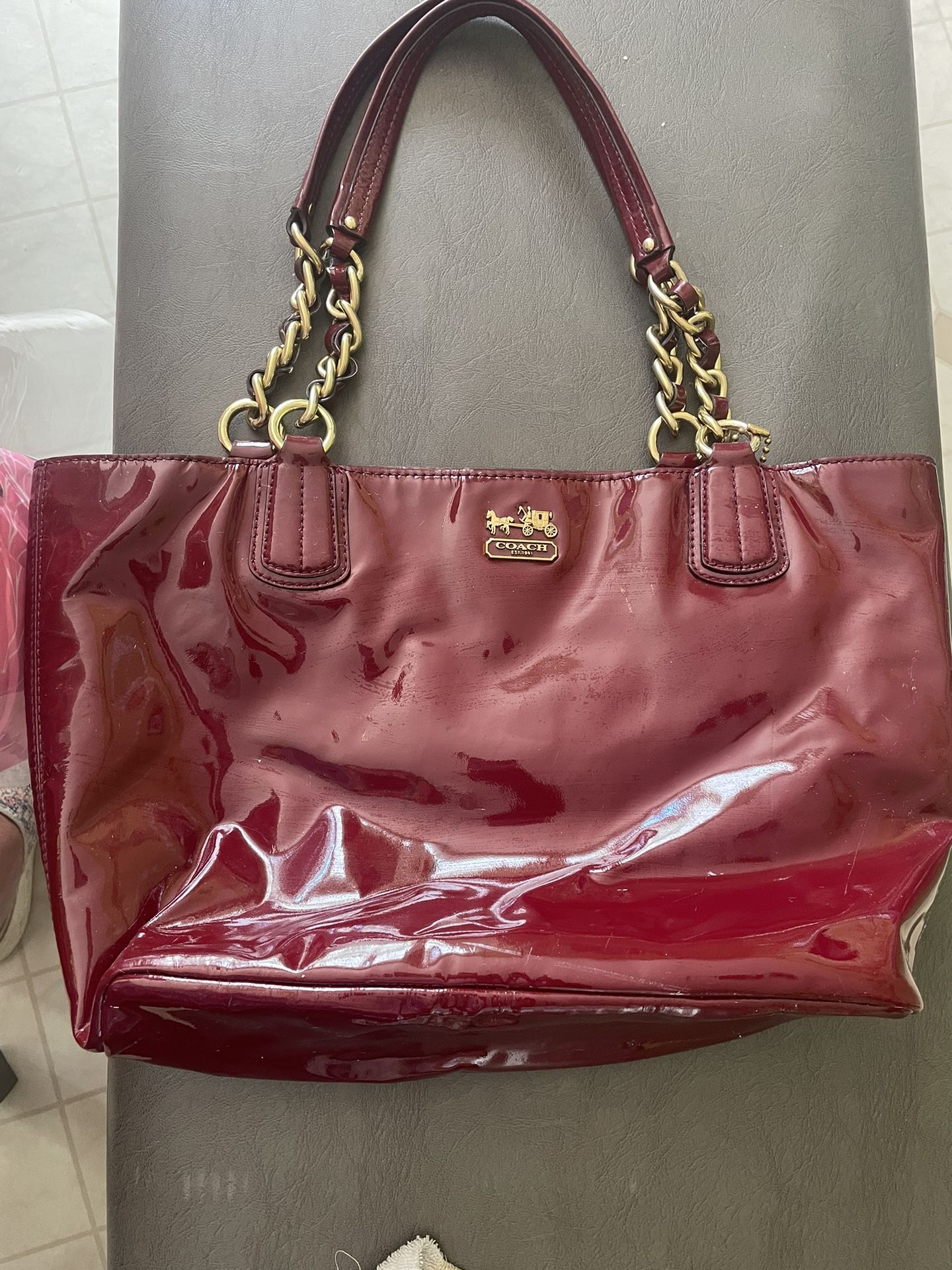 Red Latex Coach Purse