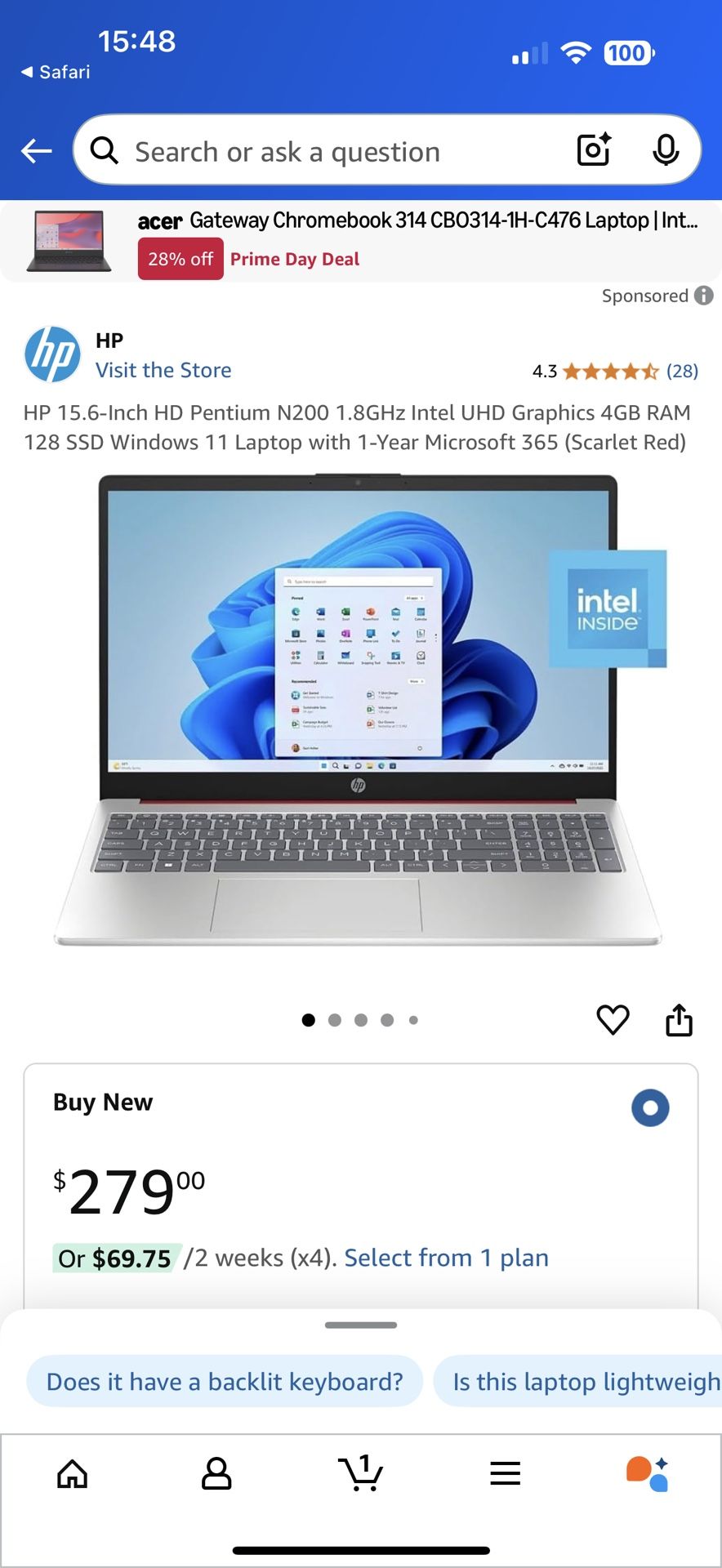 Hp Laptop Brand New 15.6 Inch Red