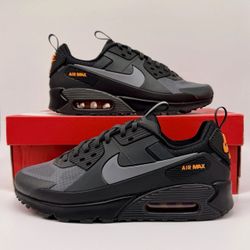 Men's Nike Air Max 90 Drift Shoes - Black Bright Ceramic - Size 7.5, 11